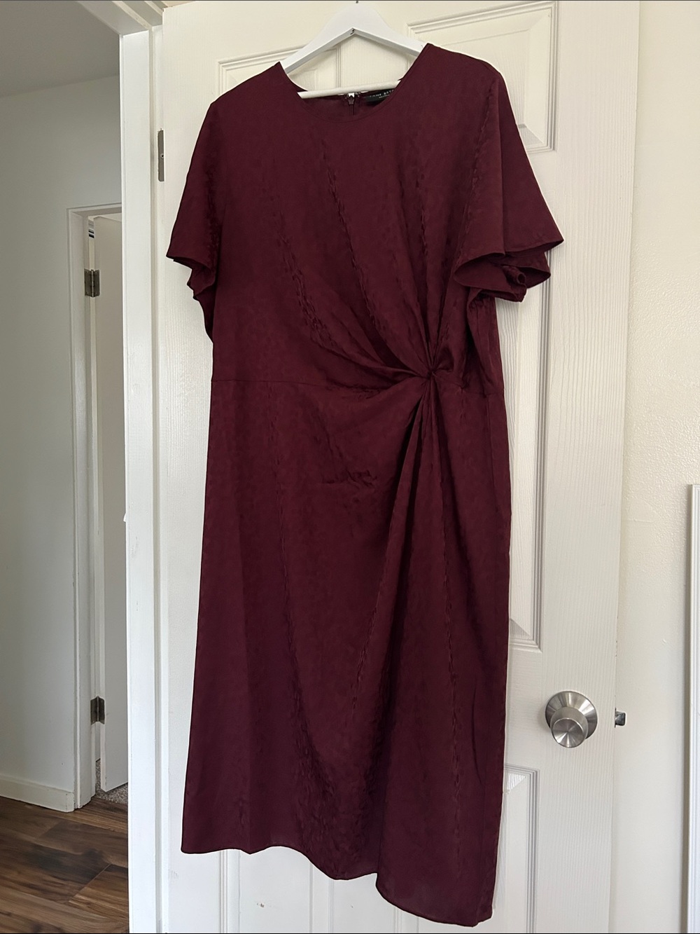 Lane Bryant Twist-Front Midi Dress in Burgundy